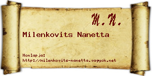 Milenkovits Nanetta névjegykártya